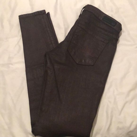 AG maroon leather look skinny jeans - Picture 4 of 6